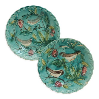 2 old plates in slurry birds Onnaing early twentieth