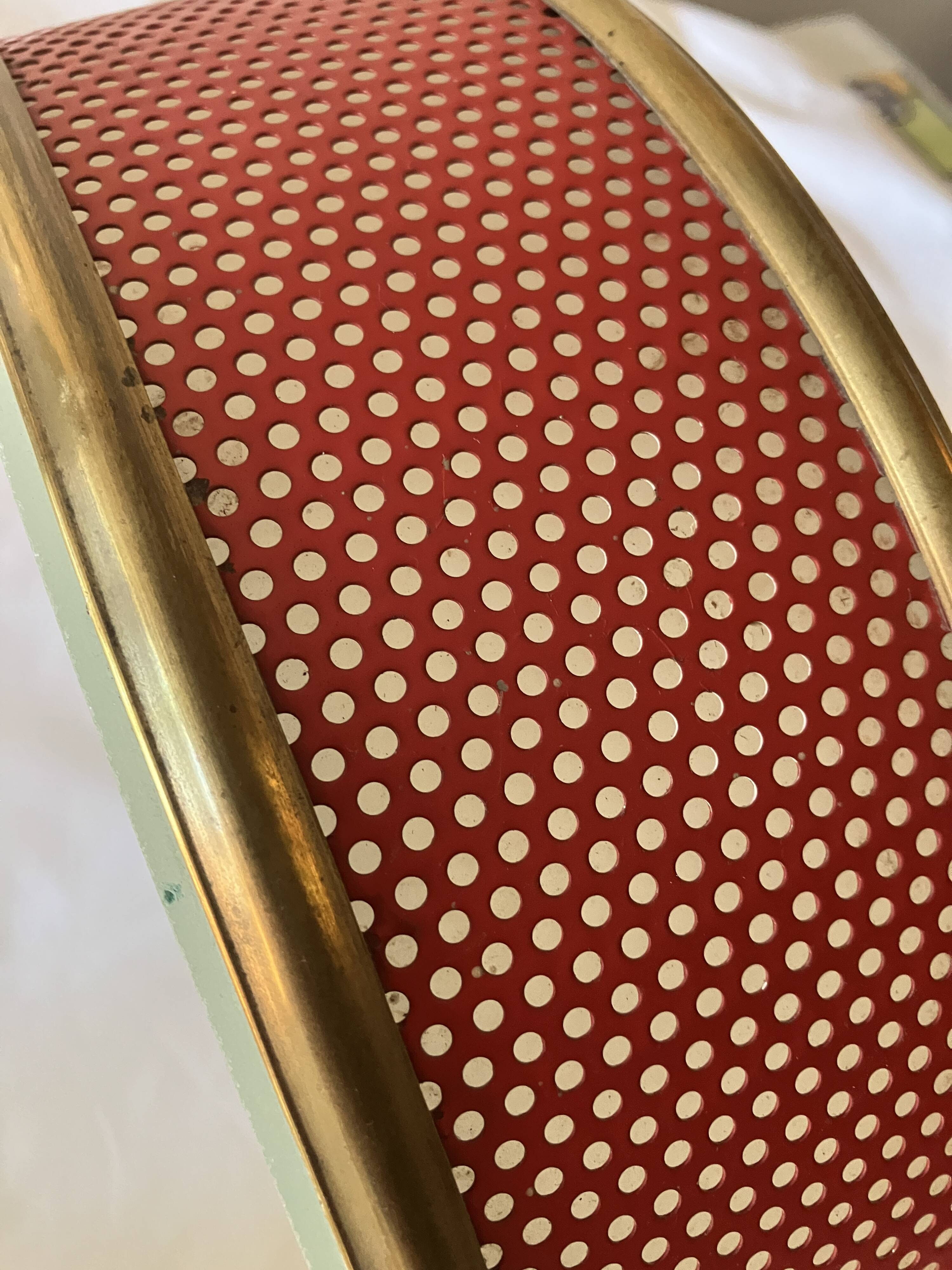Lunel ceiling light, perforated metal and frosted glass from the 1950s.