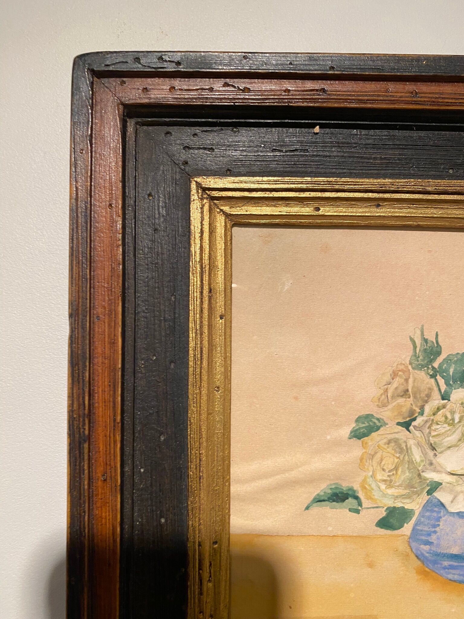 Old painting, still life with roses, XX century