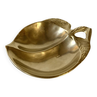 Brass catchall in the shape of an apple.