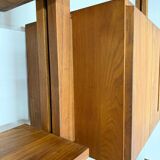 Antique modular shelf in solid French elm from the 60s, vintage