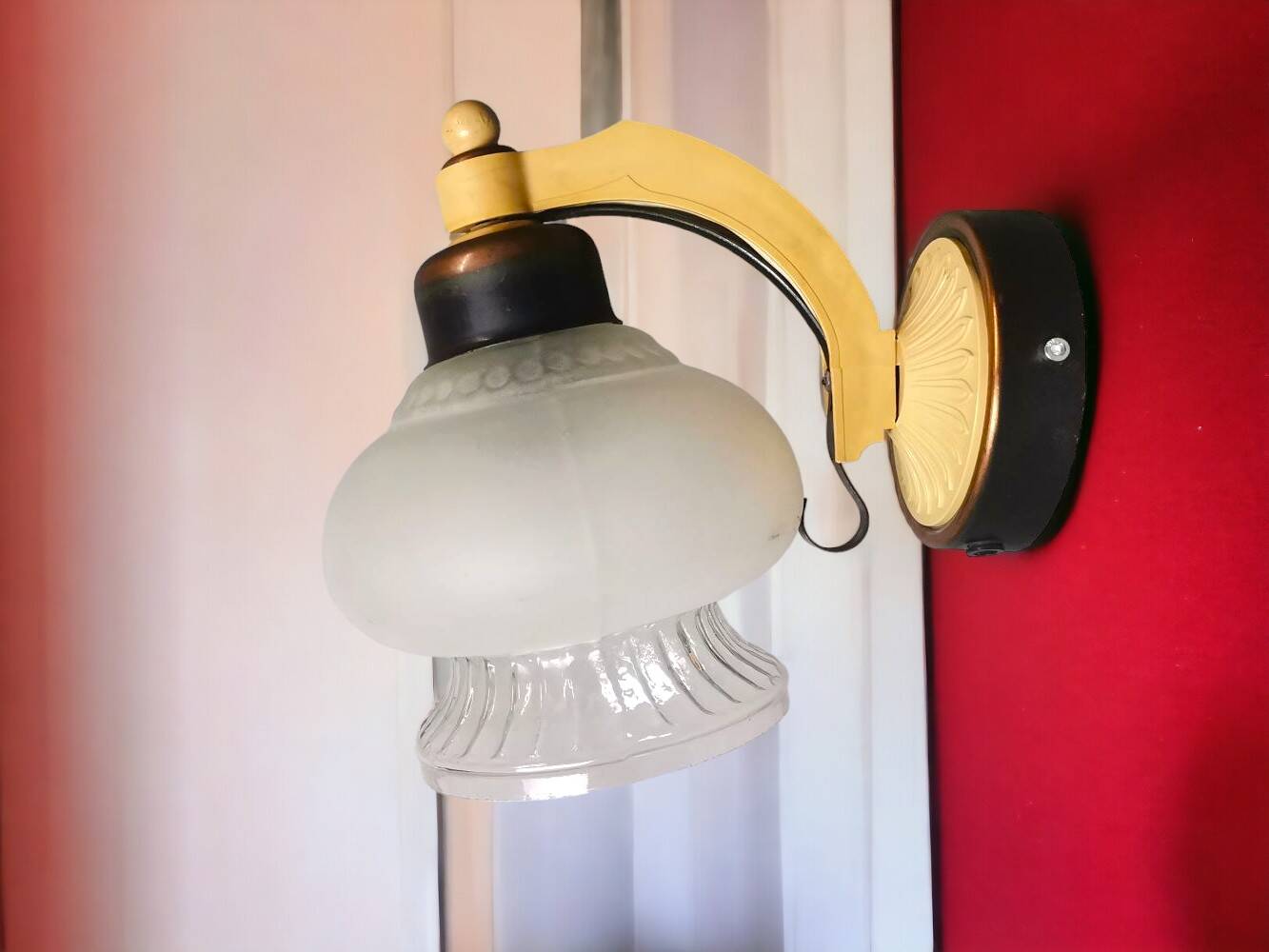 Eastern European mid century hand-blown glass wall sconce lamp 1970s