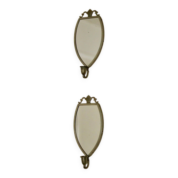 Pair of vintage mirror sconces in tin