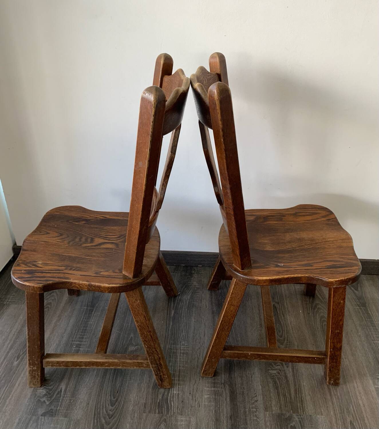 Pair of Brutalist Oak Chairs