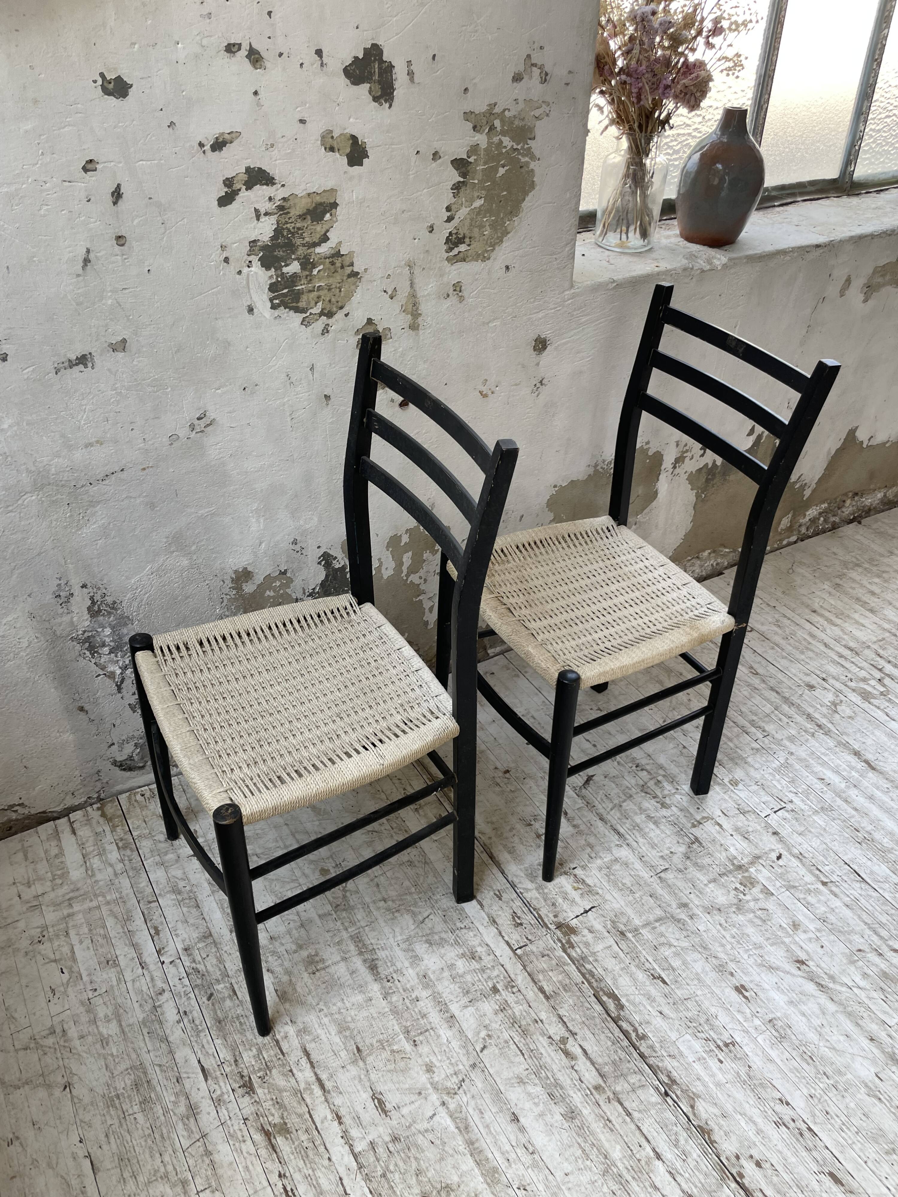 Black Italian rope chairs