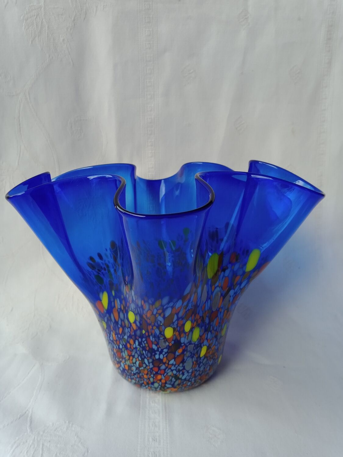 Speckled blue murano vase