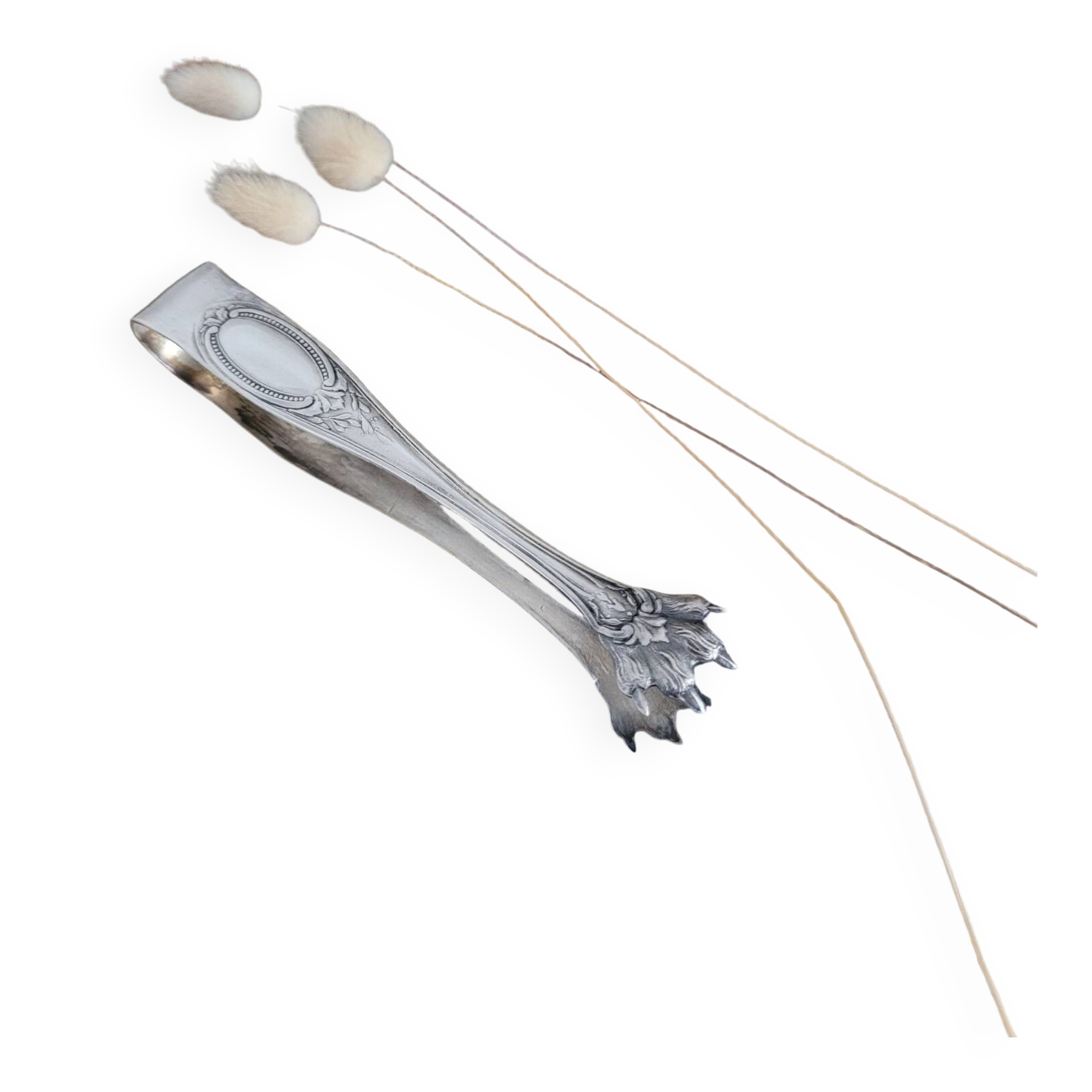 Silver sugar tongs with classic decoration