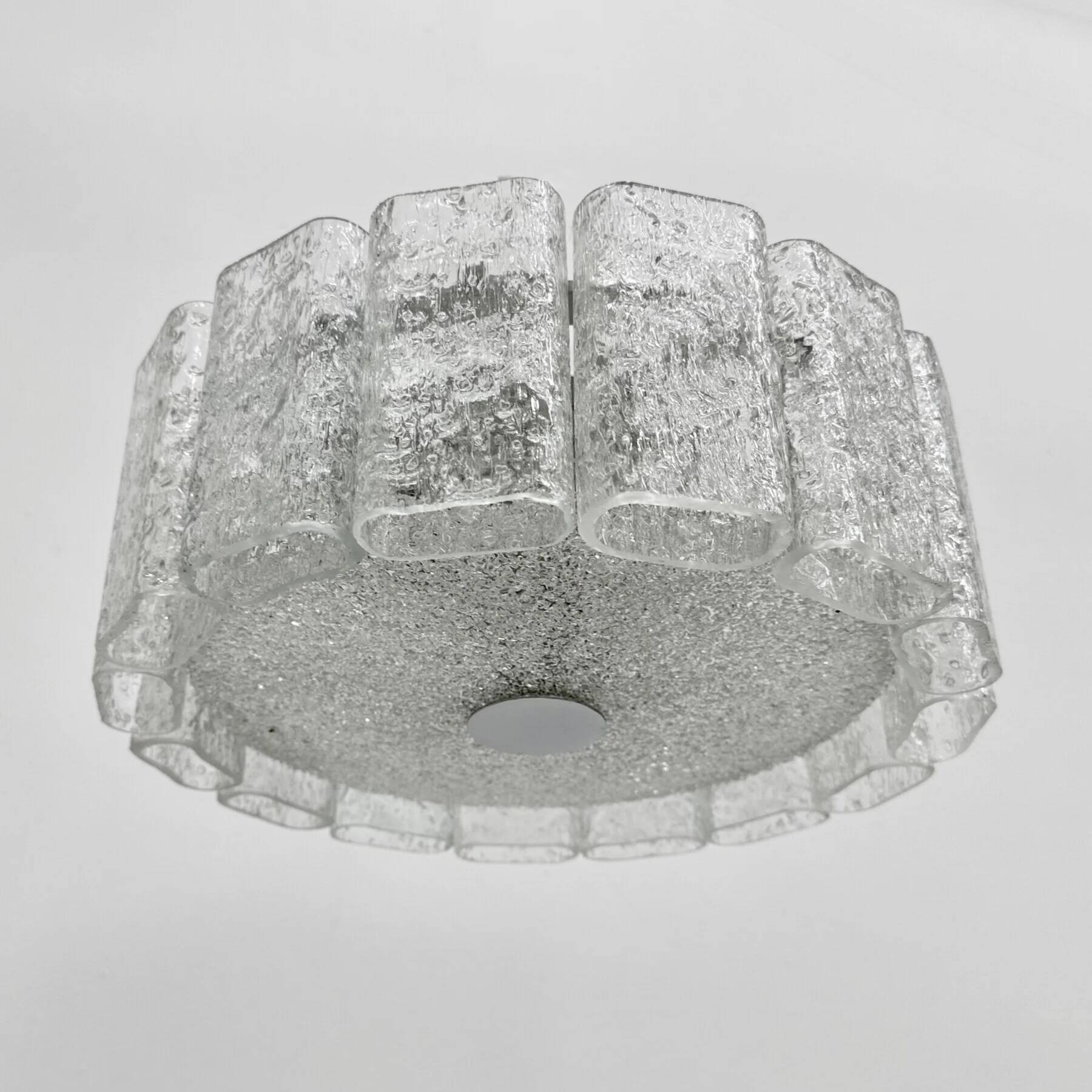 Mid-century glass tubes flush mount by Doria Leuchten, Germany, 1960s