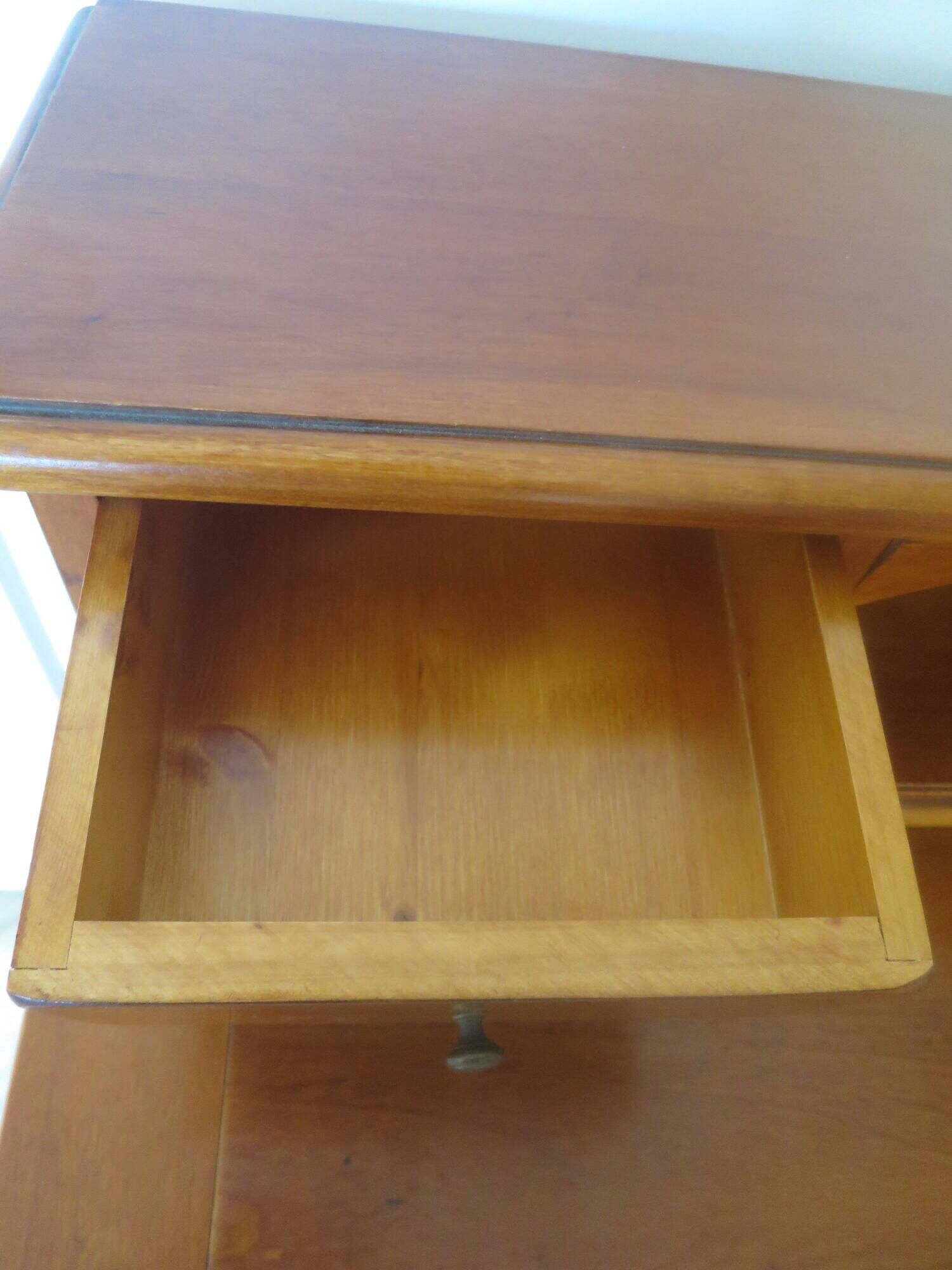Vintage commode secretary dressing table sliding top 7 drawers cherry wood