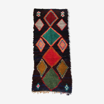 Tapis berbère marocain Boucherouite à losanges colorés 276x110cm