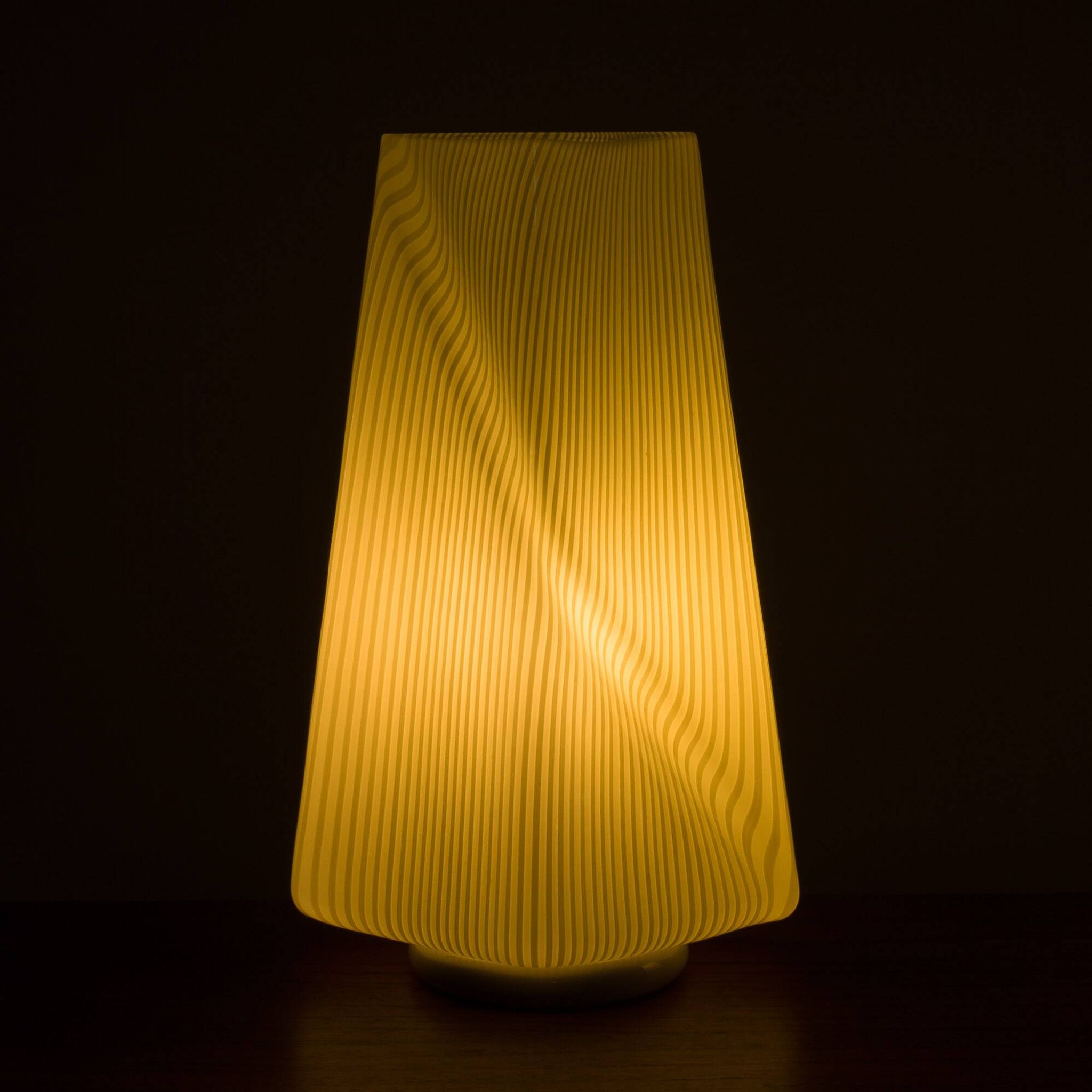 Pair of Italian striped Murano glass table lamps in style of Lino Tagliapie