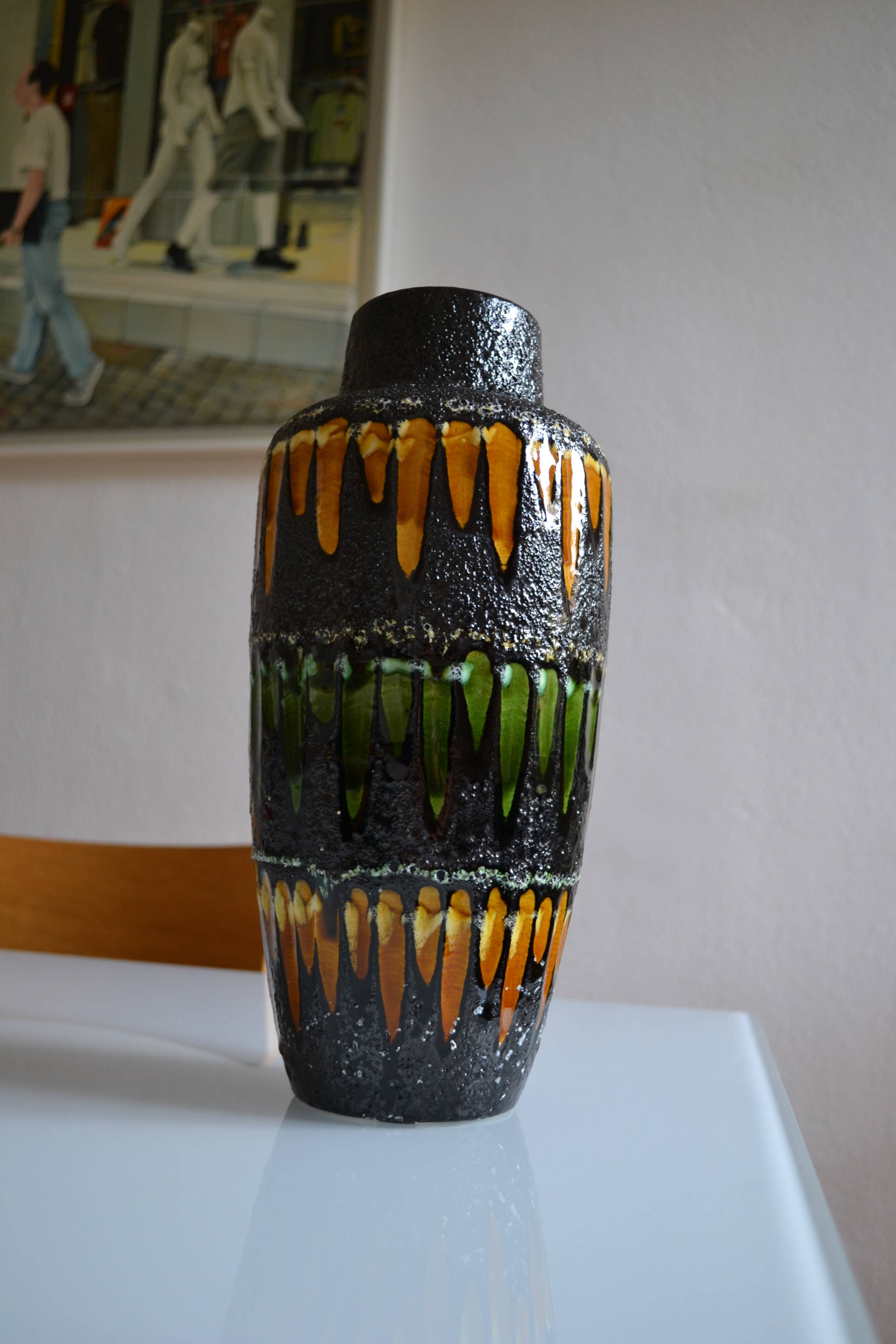 Scheurich Germany "Europ Linie" large ceramic vase Fat Lava 1970
