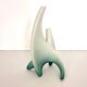 White and Green Ceramic Flower Vase Sculpture attr. to Vibi, Turin, Italy