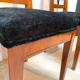 Set of Pair of Biedermeier Shovel Chairs, Walnut, Ink Painting, South Germany, 1830s