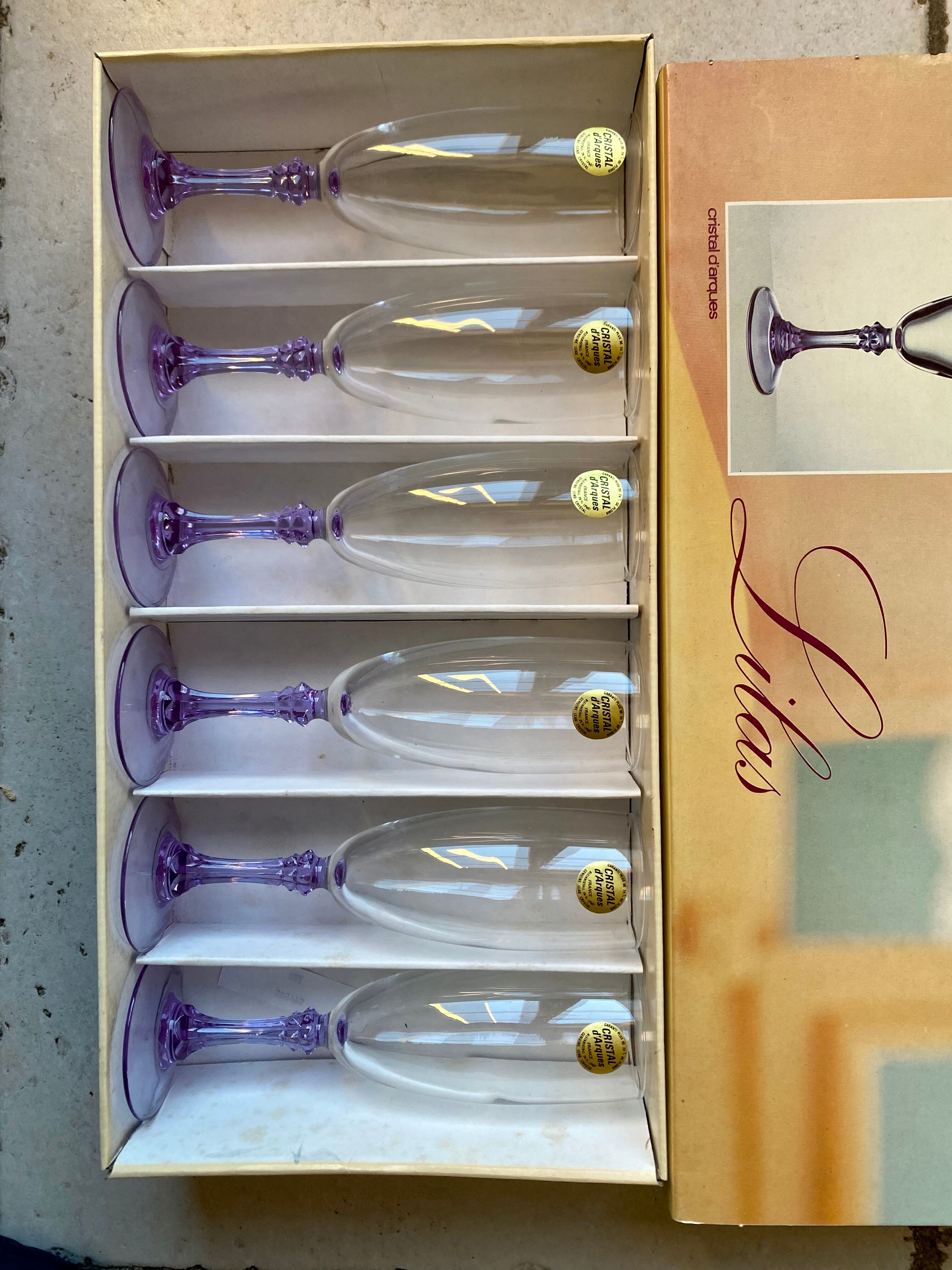 18 vintage Lilac series crystal glasses