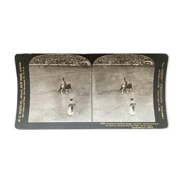 Photographie ancienne stereo, stereograph, luxe albumine 1903 Course de taureaux, Séville, Espagne