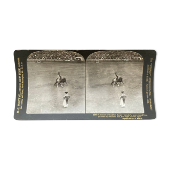 Old photography stereo, stereograph, luxury albumine 1903 Bull race, Seville, Spain