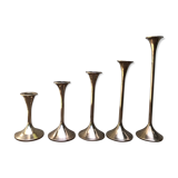 Series of 5 brass candlesticks