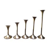 Series of 5 brass candlesticks