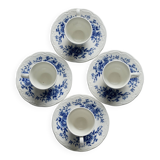 4 tasses anciennes en faïence Sarreguemines bleue et blanche - Soucoupes as