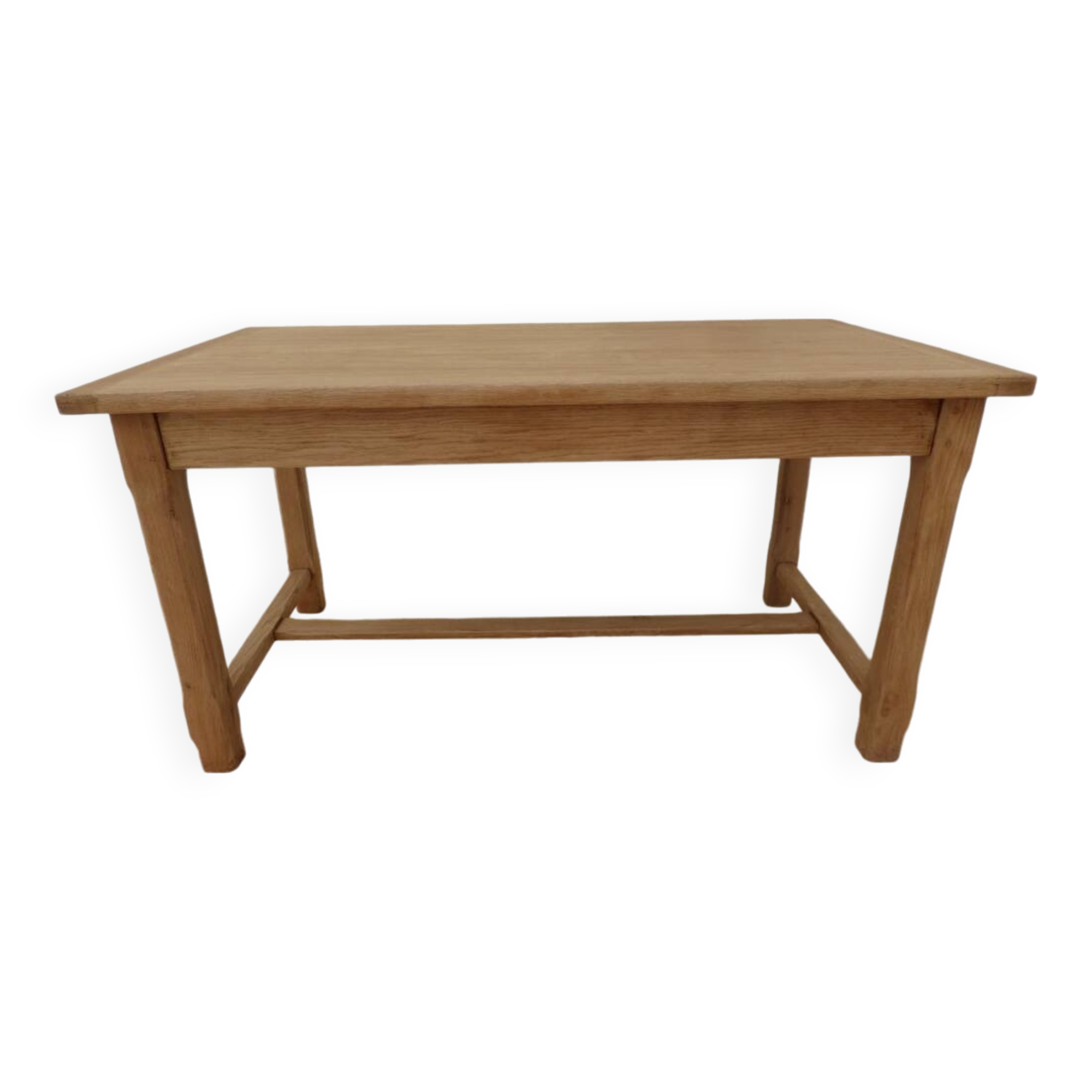 Solid oak farmhouse table with 2 large drawers and brass knobs - Fully restored