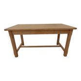 Solid oak farmhouse table with 2 large drawers and brass knobs - Fully restored