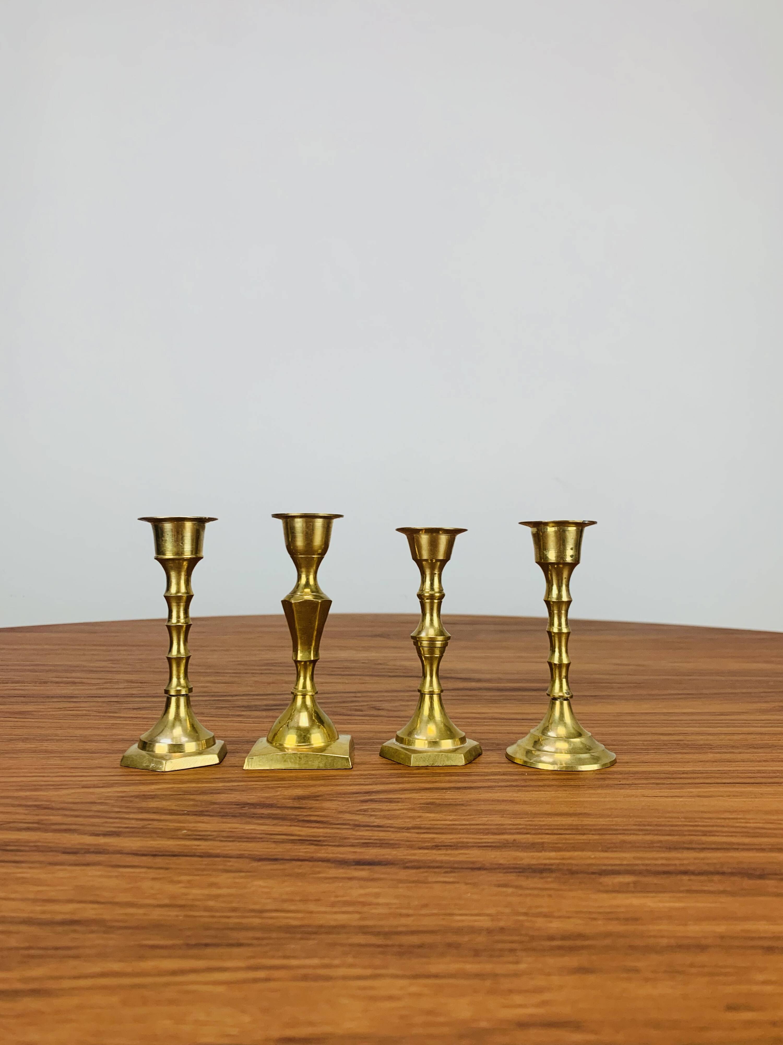 4 bougeoirs laiton doré vintage
