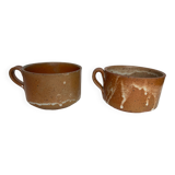 2 large stoneware cups