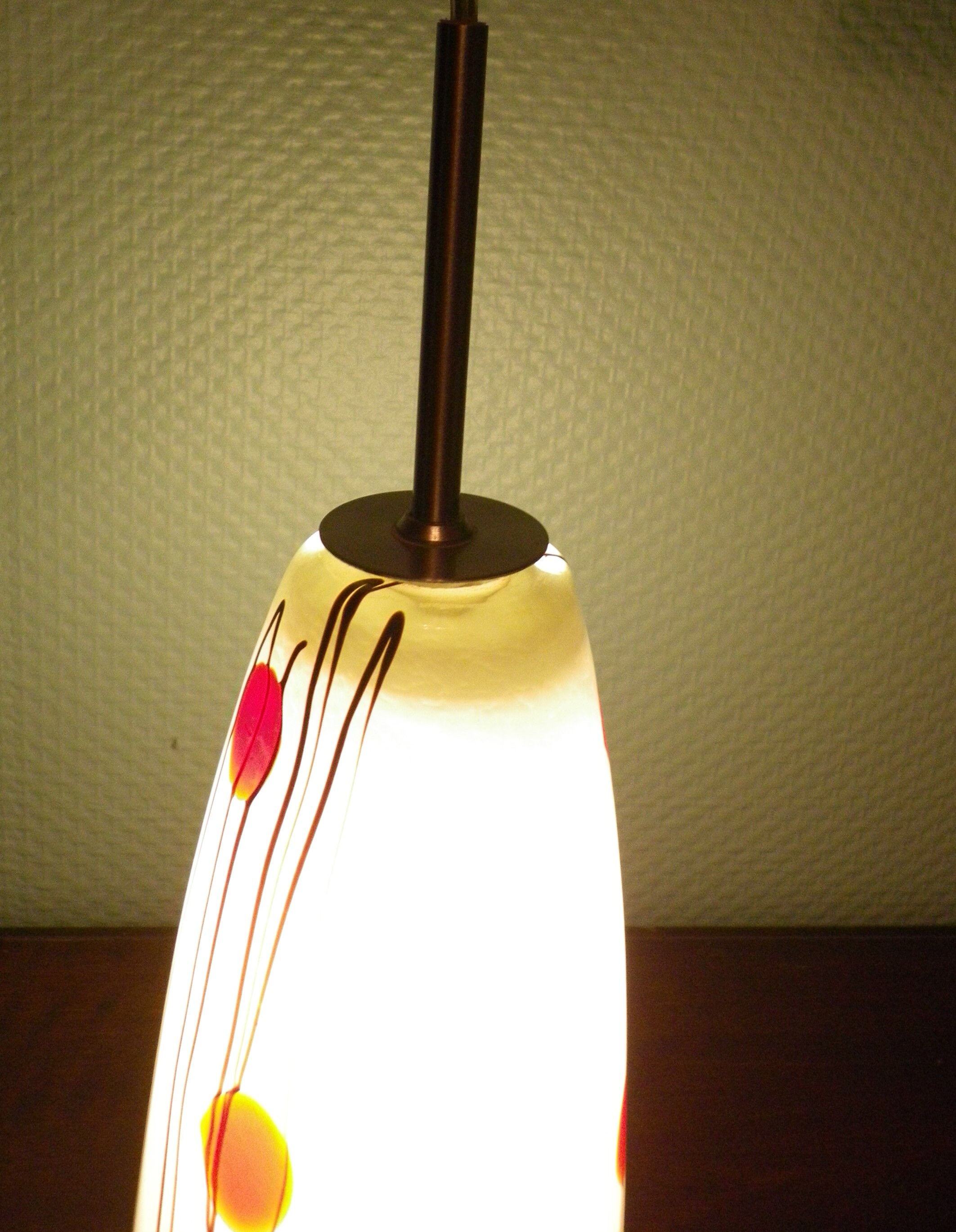 Art deco pendant lamp from the 70s, opaline, chrome metal