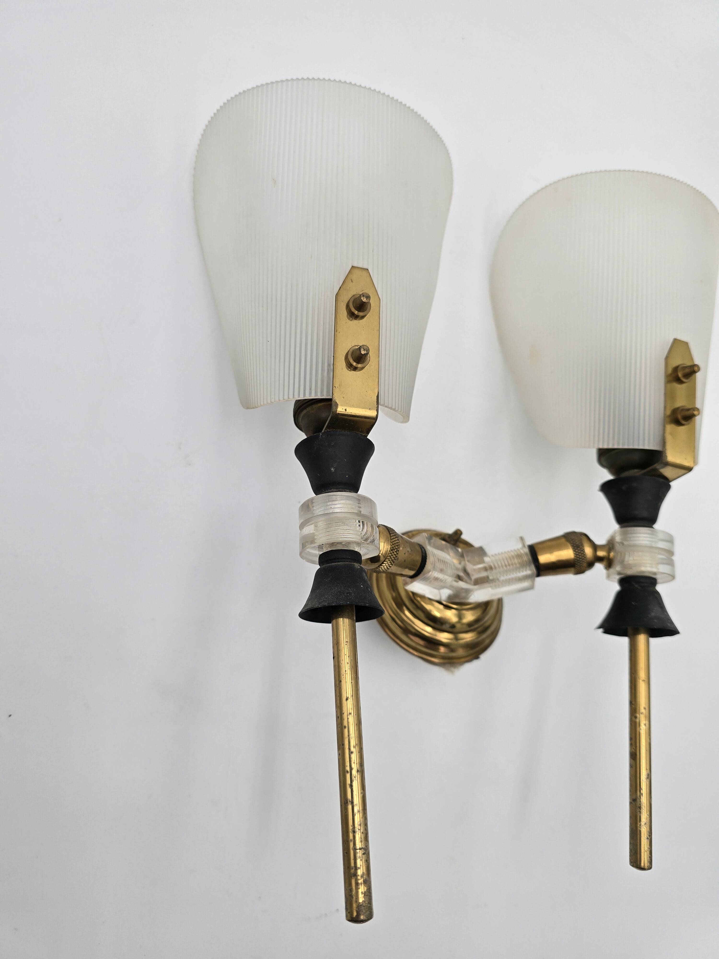 70's brass and plexiglass wall light