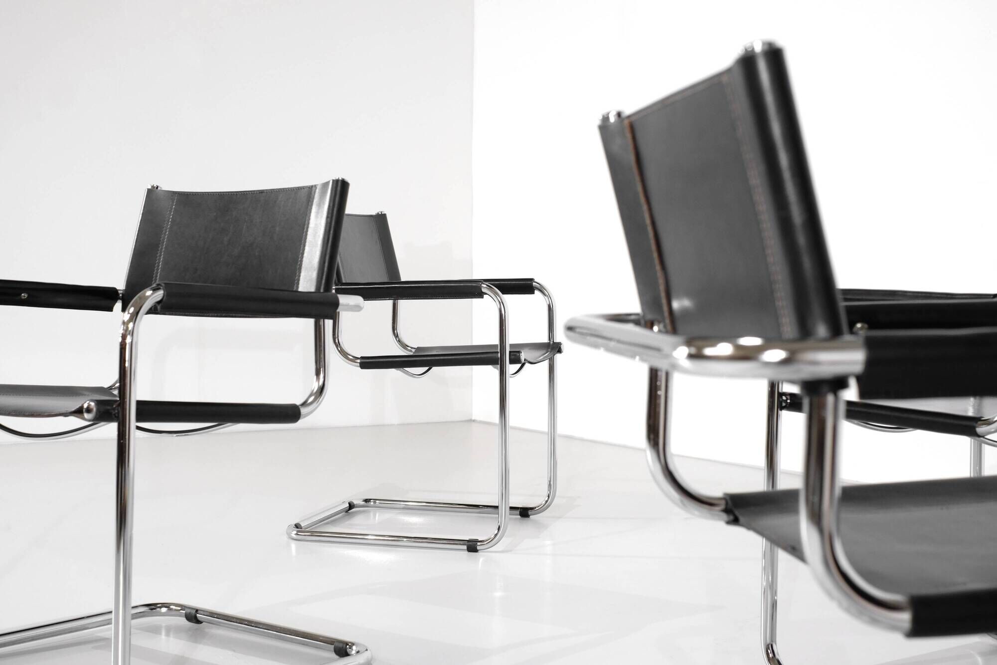 "S34" chairs by Mart Stam and Marcel Breuer for Fasem, Italy 1980s.