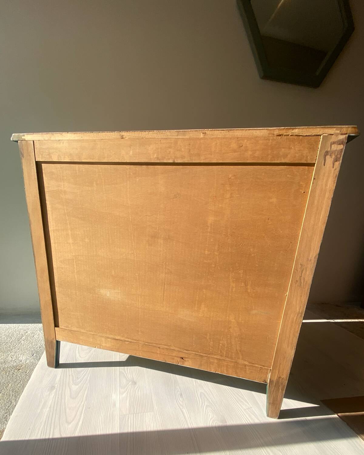 Vintage Louis XV style chest of drawers - Deep green, light wood, gold - 3 drawers