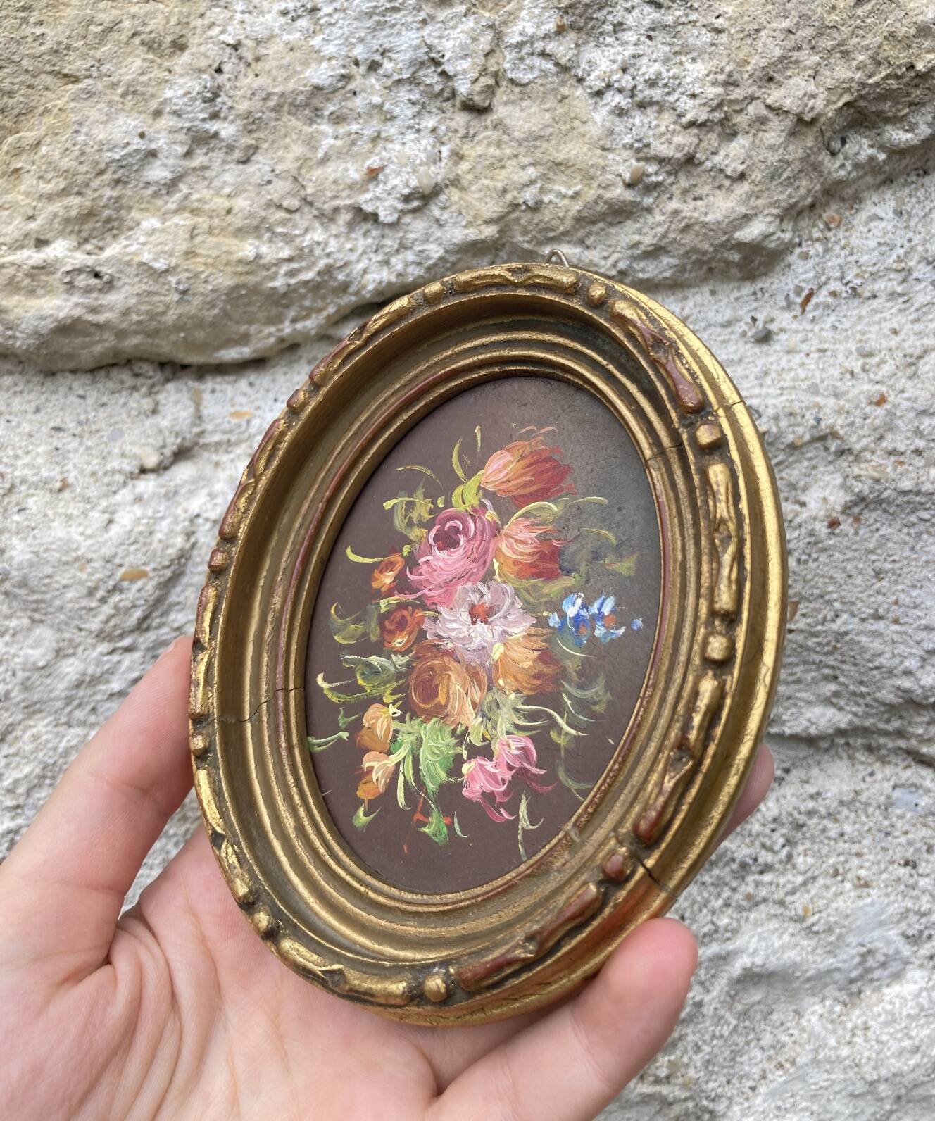 Small vintage flower painting