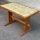 Brutalist kitchen/dining table in solid pine & ceramic (112x67 cm) 1