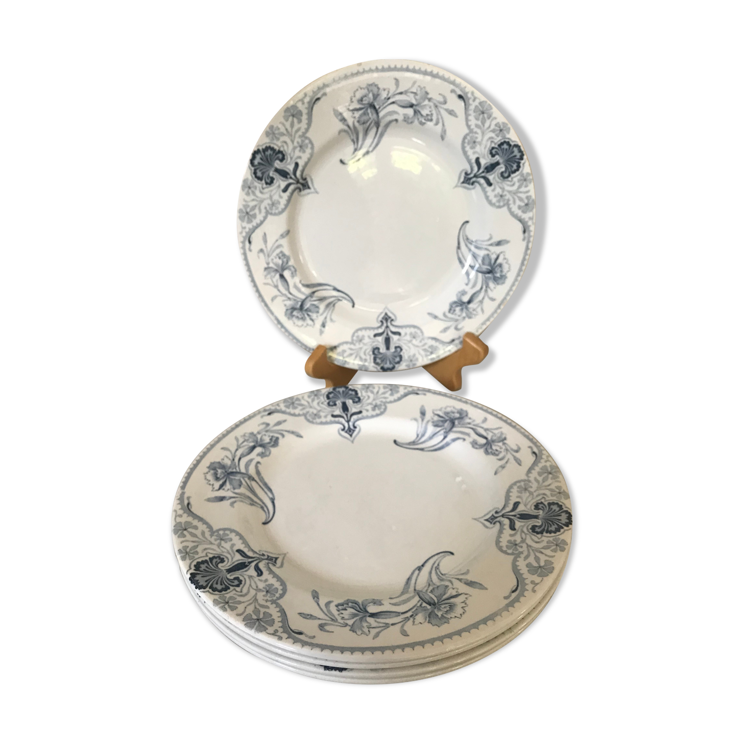 Lot of 6 plates Lunéville Art Nouveau