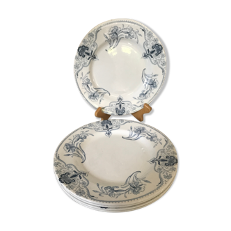 Lot of 6 plates Lunéville Art Nouveau