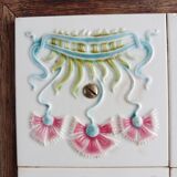 Antique earthenware and wood trivet