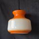 Vintage orange and white opaline pendant light from the 1960s