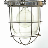 Suspension globe en verre grillagé