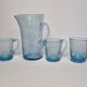 Orangeade service in bulled glass, a carafe and three glasses, Biot glassware