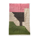 Tapis Kilim berbère marocain écru à aplats colorés 252x150cm