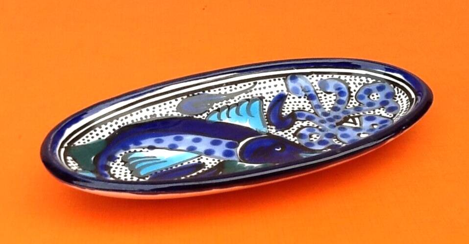 Ceramic bowl oval shape Fish decor