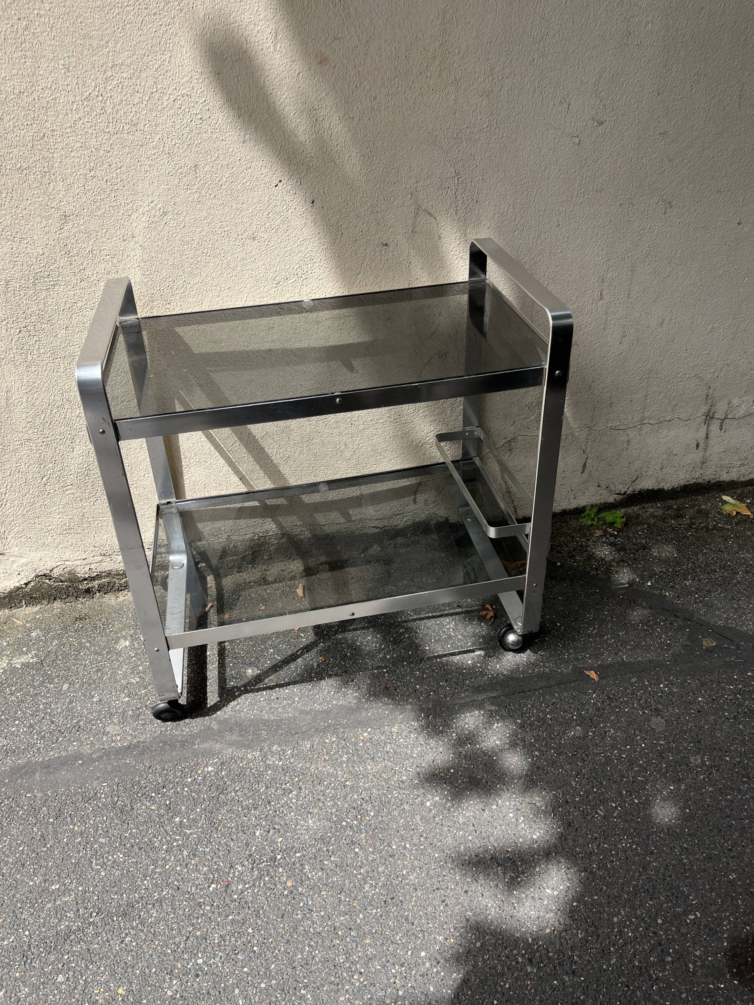 Vintage aluminum rolling trolley