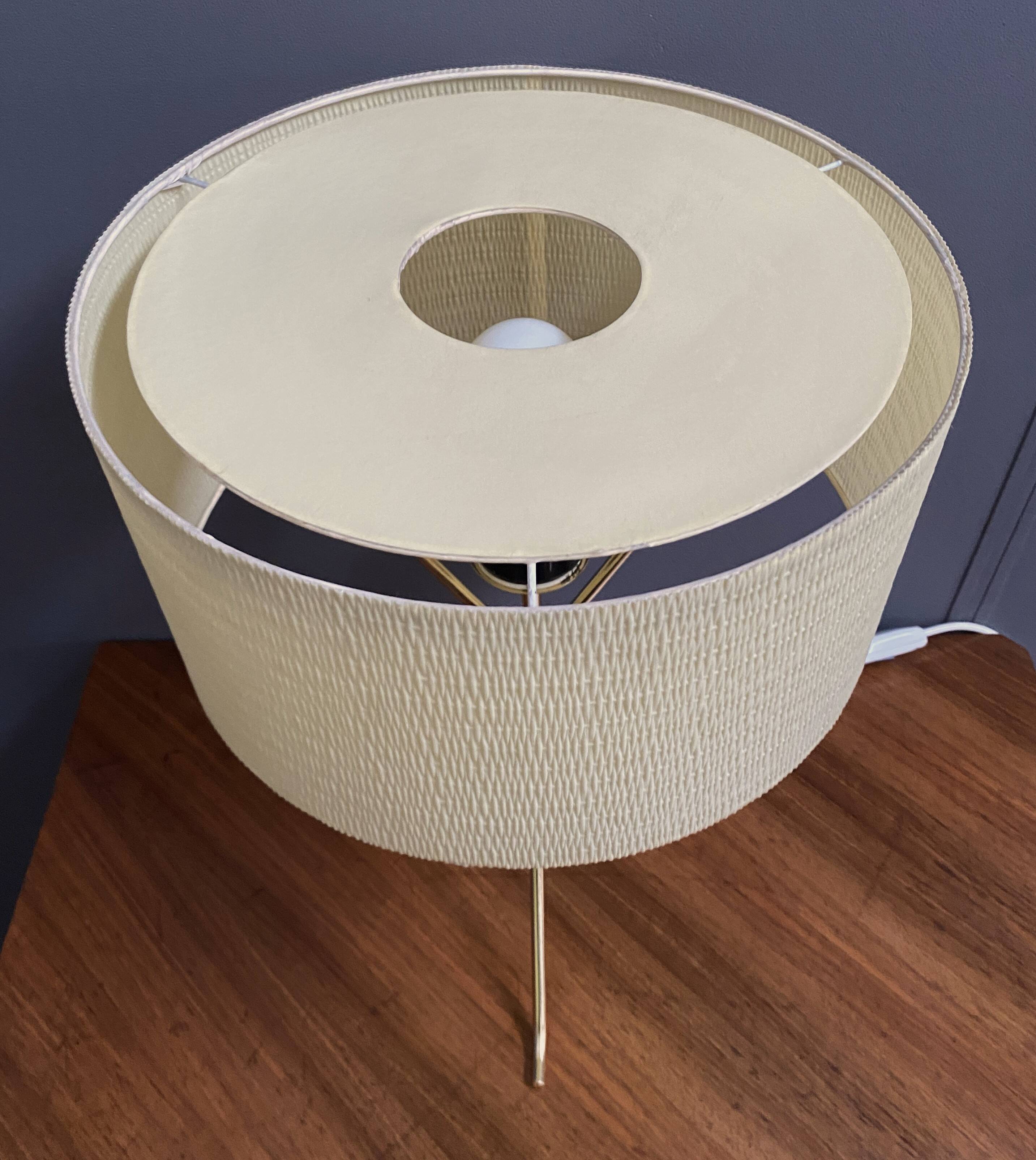 Brass lable lamp with round shade 1960s