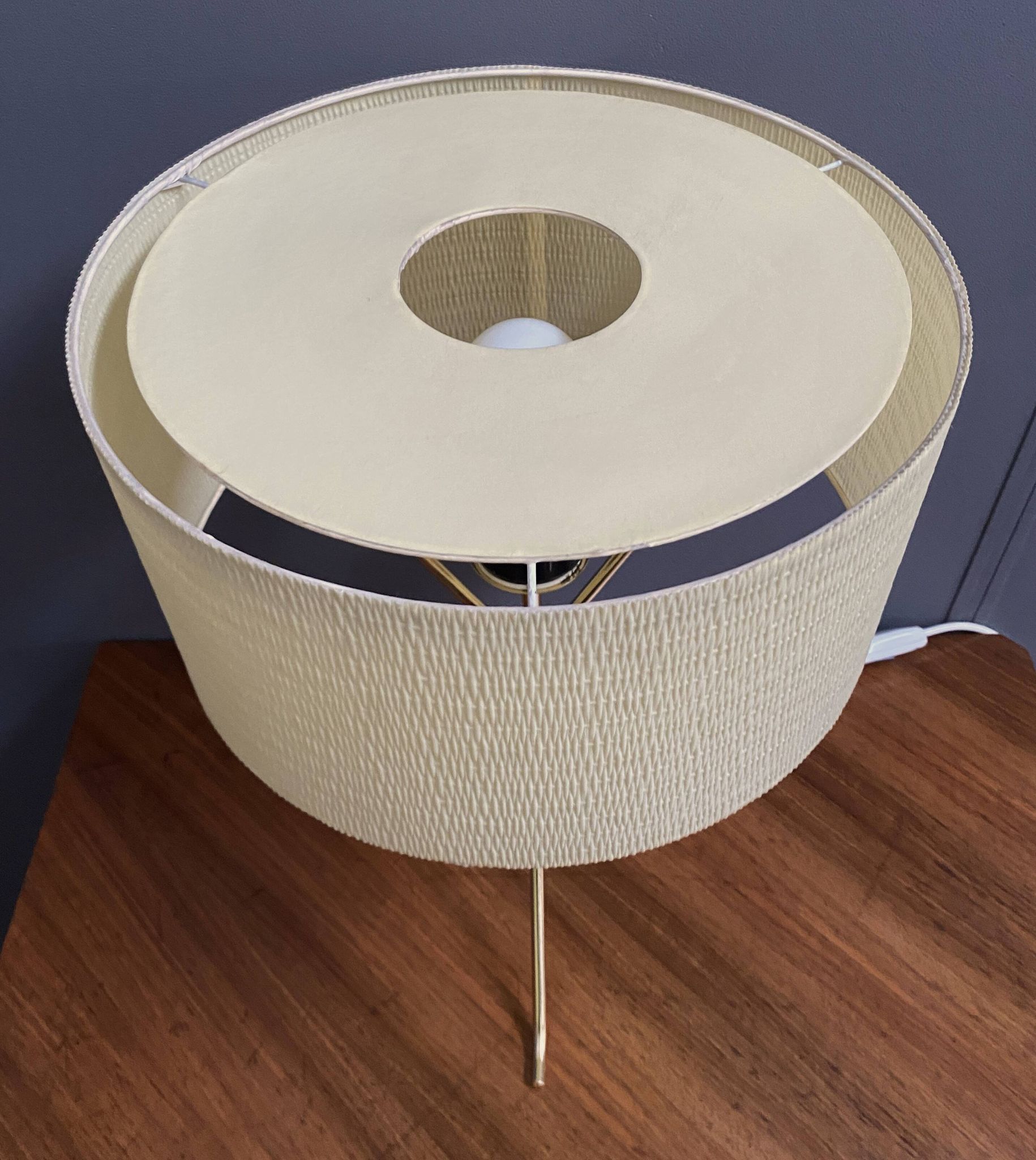 Brass lable lamp with round shade 1960s