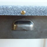 Metal kitchen table with gray speckled enameled top from the 1940s