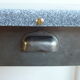 Metal kitchen table with gray speckled enameled top from the 1940s