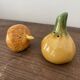 Vintage barbotine pepper and salt shaker in the shape of garlic and onion