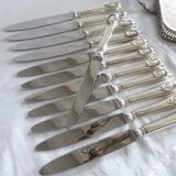 Set of 12 table knives in silver metal