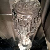 Pressed glass liqueur carafe molded table art